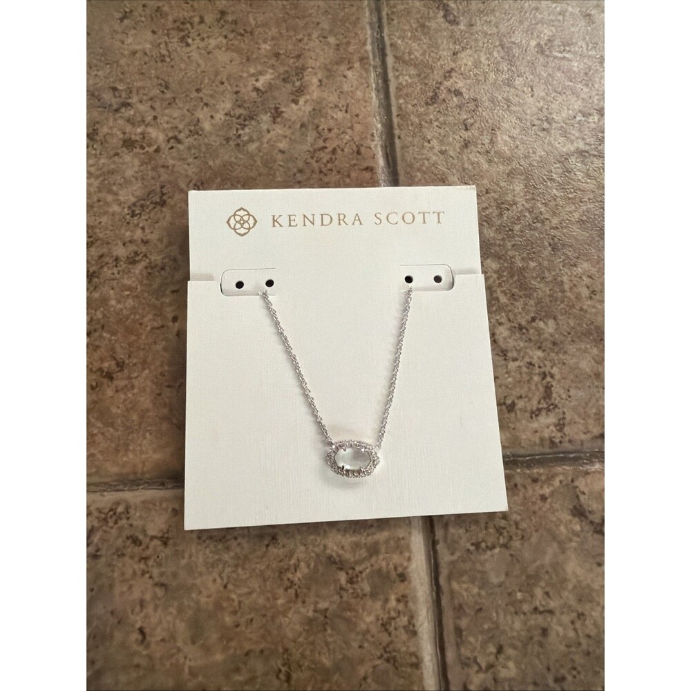 Kendra Scott Silver Chelsea Mother of Pearl Pavé cubic zirconia Pendant Necklace